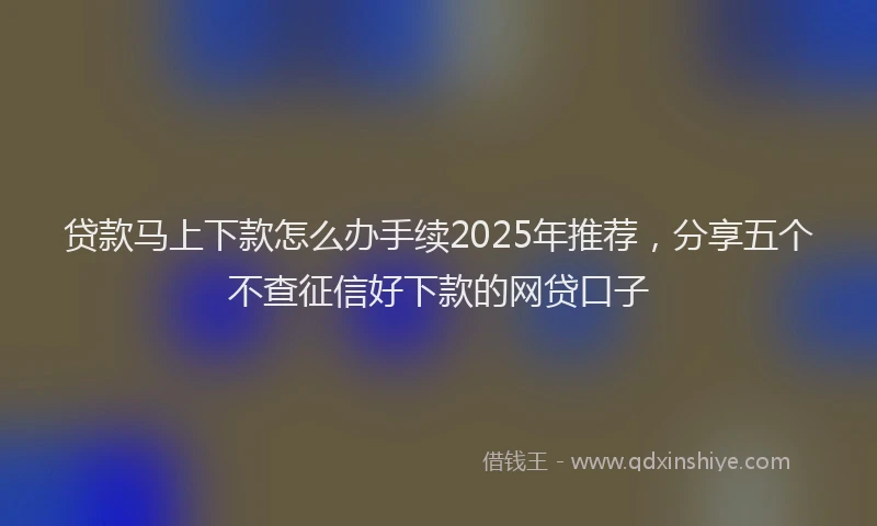 贷款马上下款怎么办手续2025年推荐，分享五个不查征信好下款的网贷口子