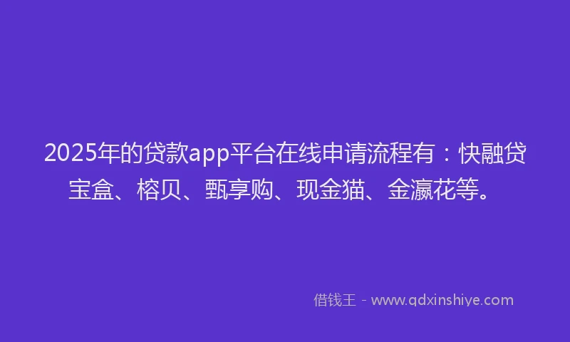 2025年的贷款app平台在线申请流程有：快融贷宝盒、榕贝、甄享购、现金猫、金瀛花等。