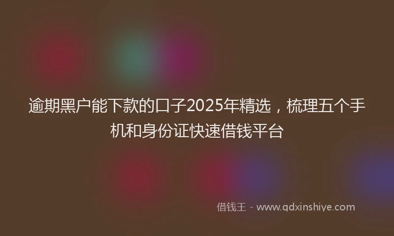 逾期黑户能下款的口子2025年精选，梳理五个手机和身份证快速借钱平台