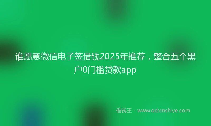谁愿意微信电子签借钱2025年推荐，整合五个黑户0门槛贷款app