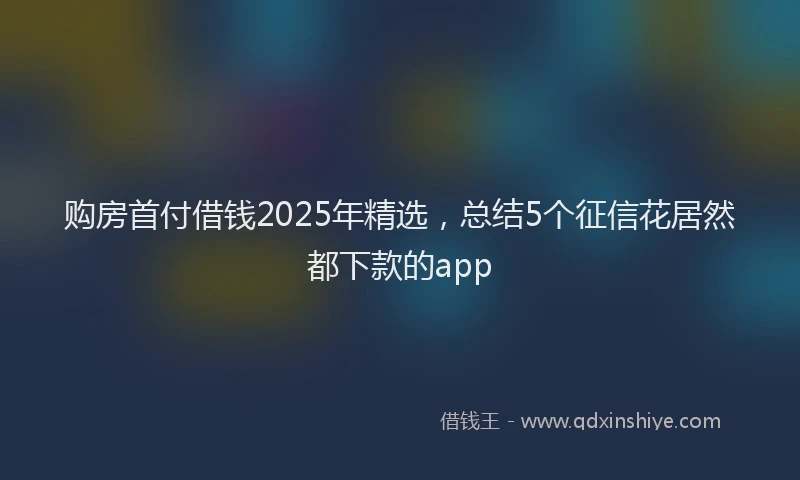 购房首付借钱2025年精选，总结5个征信花居然都下款的app