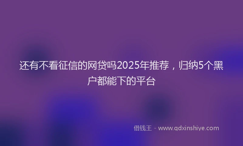 还有不看征信的网贷吗2025年推荐，归纳5个黑户都能下的平台