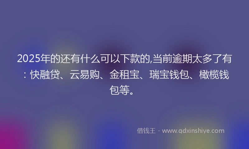 2025年的还有什么可以下款的,当前逾期太多了有：快融贷、云易购、金租宝、瑞宝钱包、橄榄钱包等。