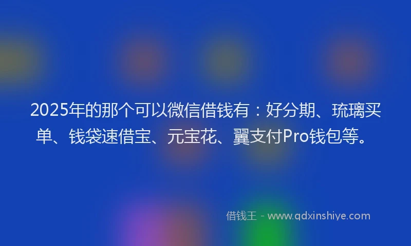 2025年的那个可以微信借钱有：好分期、琉璃买单、钱袋速借宝、元宝花、翼支付Pro钱包等。