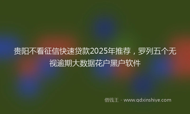 贵阳不看征信快速贷款2025年推荐，罗列五个无视逾期大数据花户黑户软件