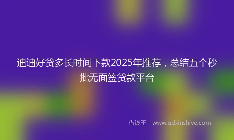 迪迪好贷多长时间下款2025年推荐，总结五个秒批无面签贷款平台