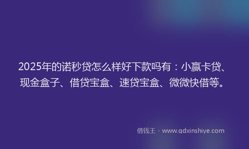 2025年的诺秒贷怎么样好下款吗有：小赢卡贷、现金盒子、借贷宝盒、速贷宝盒、微微快借等。