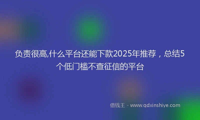负责很高,什么平台还能下款2025年推荐，总结5个低门槛不查征信的平台