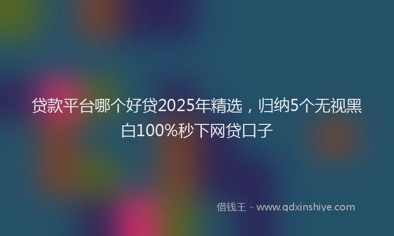 贷款平台哪个好贷2025年精选，归纳5个无视黑白100%秒下网贷口子