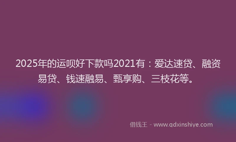 2025年的运呗好下款吗2021有：爱达速贷、融资易贷、钱速融易、甄享购、三枝花等。