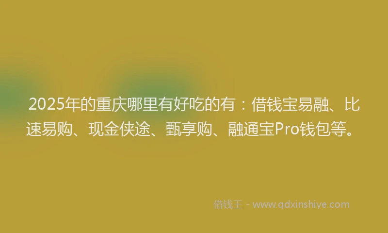 2025年的重庆哪里有好吃的有：借钱宝易融、比速易购、现金侠途、甄享购、融通宝Pro钱包等。