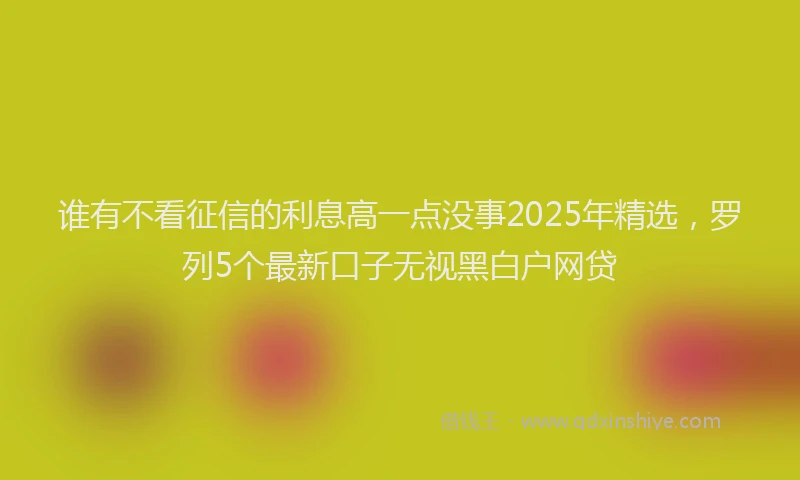 谁有不看征信的利息高一点没事2025年精选，罗列5个最新口子无视黑白户网贷