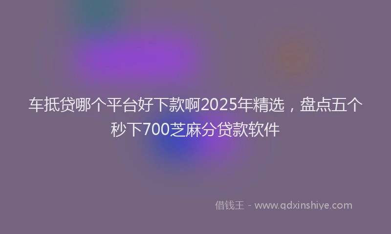 车抵贷哪个平台好下款啊2025年精选，盘点五个秒下700芝麻分贷款软件