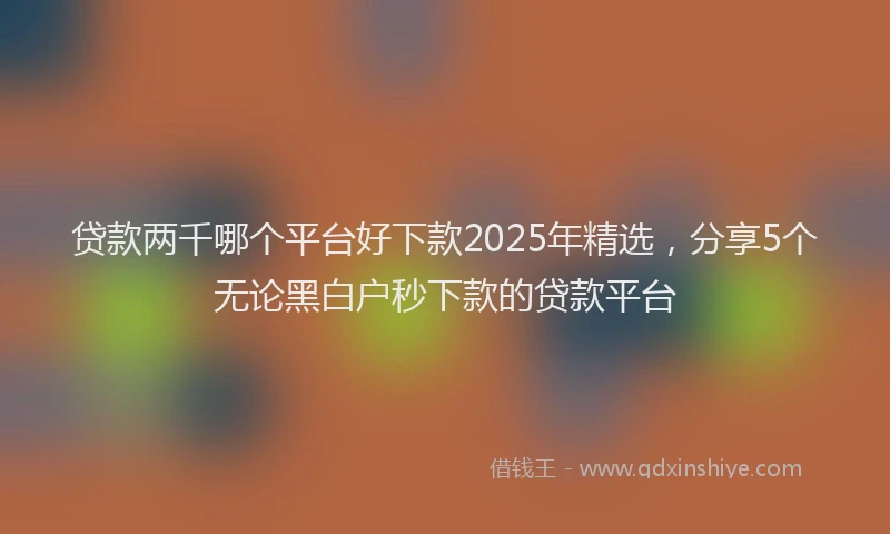 贷款两千哪个平台好下款2025年精选，分享5个无论黑白户秒下款的贷款平台