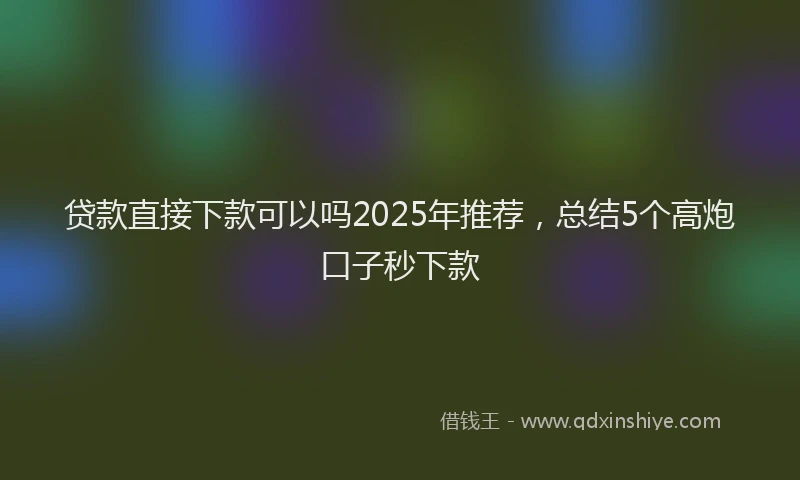 贷款直接下款可以吗2025年推荐，总结5个高炮口子秒下款