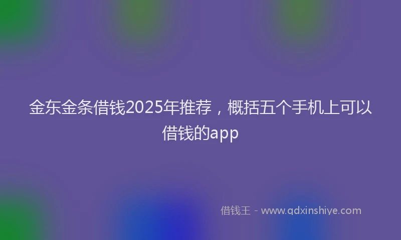 金东金条借钱2025年推荐，概括五个手机上可以借钱的app