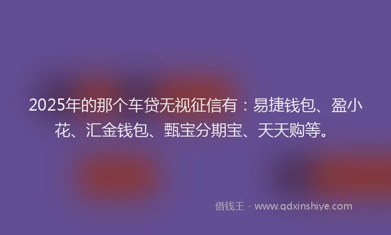 2025年的那个车贷无视征信有：易捷钱包、盈小花、汇金钱包、甄宝分期宝、天天购等。