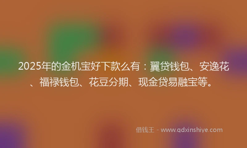 2025年的金机宝好下款么有：翼贷钱包、安逸花、福禄钱包、花豆分期、现金贷易融宝等。