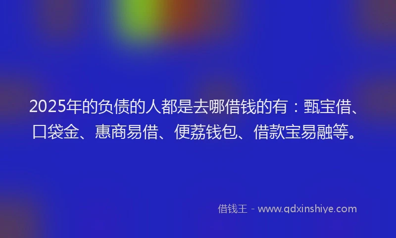 2025年的负债的人都是去哪借钱的有：甄宝借、口袋金、惠商易借、便荔钱包、借款宝易融等。
