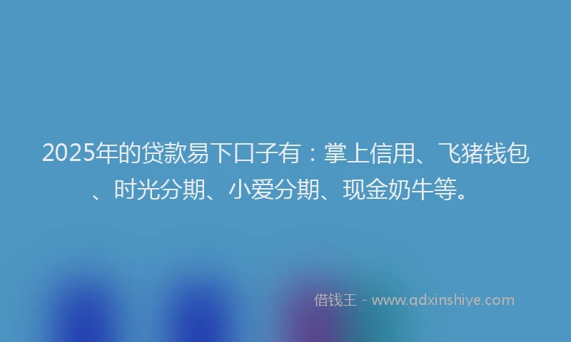 2025年的贷款易下口子有：掌上信用、飞猪钱包、时光分期、小爱分期、现金奶牛等。