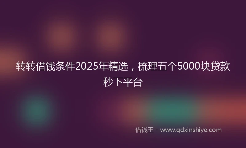 转转借钱条件2025年精选，梳理五个5000块贷款秒下平台