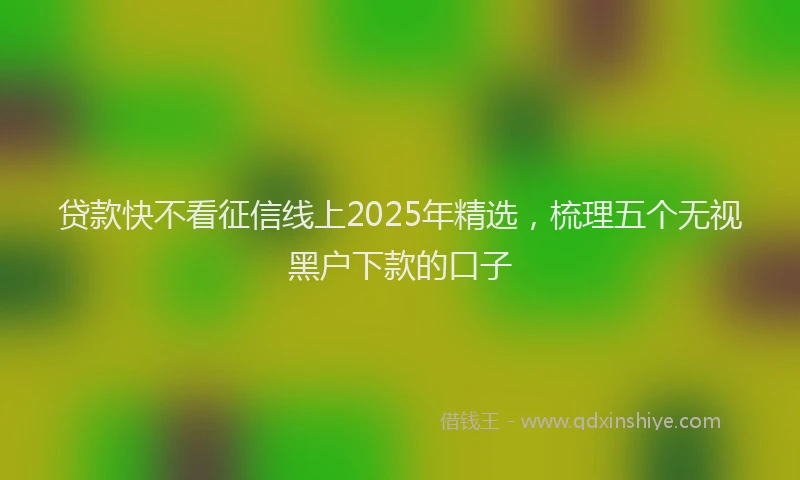 贷款快不看征信线上2025年精选，梳理五个无视黑户下款的口子