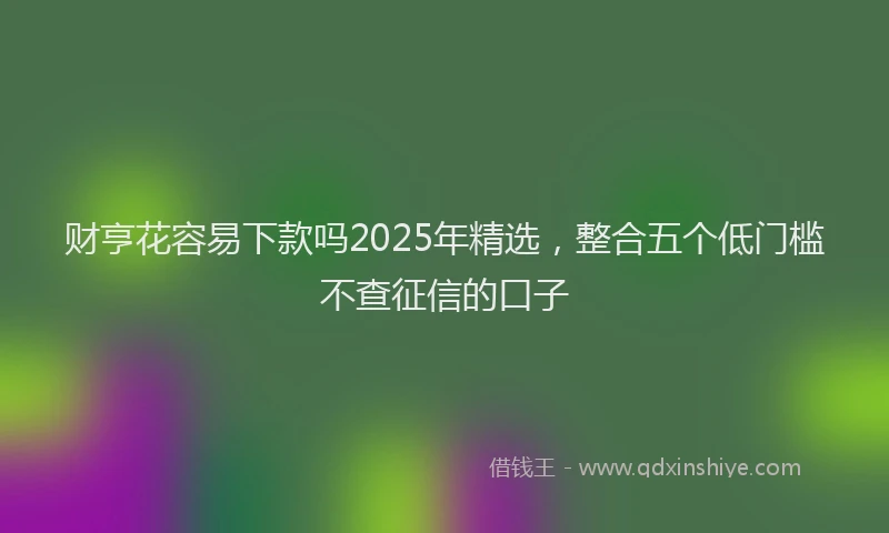 财亨花容易下款吗2025年精选，整合五个低门槛不查征信的口子