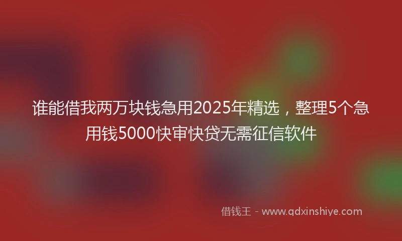 谁能借我两万块钱急用2025年精选，整理5个急用钱5000快审快贷无需征信软件