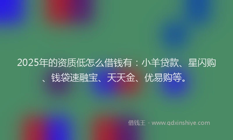 2025年的资质低怎么借钱有：小羊贷款、星闪购、钱袋速融宝、天天金、优易购等。