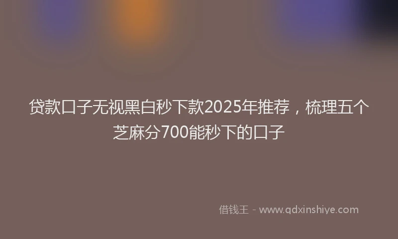 贷款口子无视黑白秒下款2025年推荐，梳理五个芝麻分700能秒下的口子