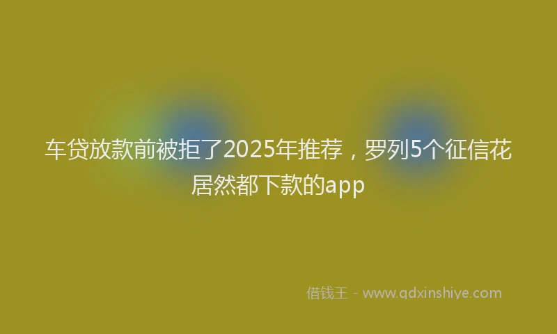 车贷放款前被拒了2025年推荐，罗列5个征信花居然都下款的app
