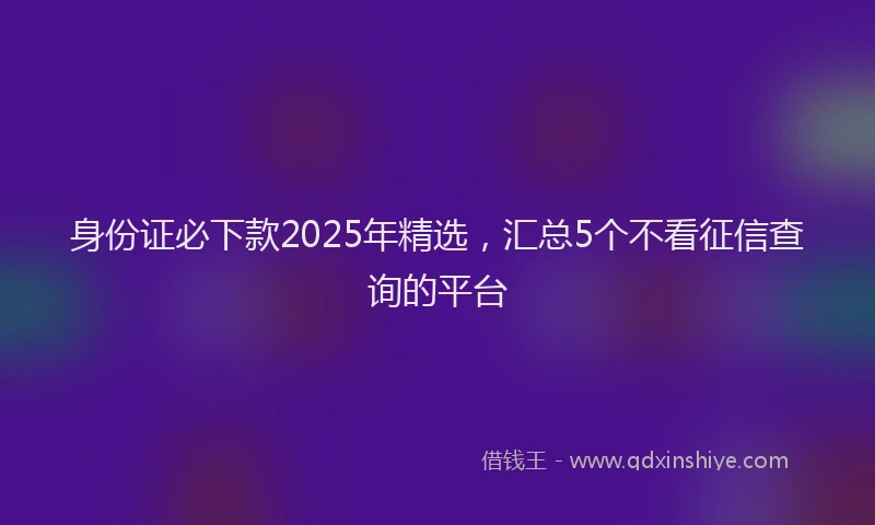 身份证必下款2025年精选，汇总5个不看征信查询的平台
