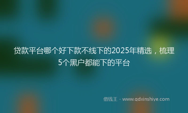 贷款平台哪个好下款不线下的2025年精选，梳理5个黑户都能下的平台