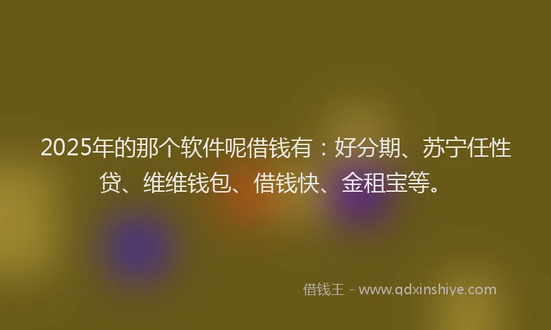 2025年的那个软件呢借钱有：好分期、苏宁任性贷、维维钱包、借钱快、金租宝等。