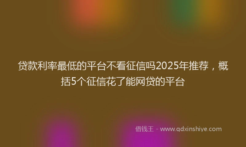 贷款利率最低的平台不看征信吗2025年推荐，概括5个征信花了能网贷的平台