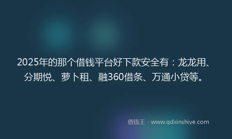 2025年的那个借钱平台好下款安全有：龙龙用、分期悦、萝卜租、融360借条、万通小贷等。