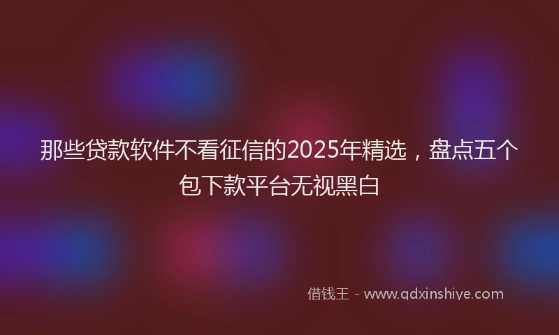 那些贷款软件不看征信的2025年精选，盘点五个包下款平台无视黑白