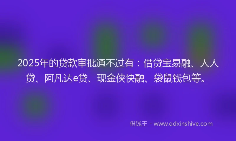 2025年的贷款审批通不过有：借贷宝易融、人人贷、阿凡达e贷、现金侠快融、袋鼠钱包等。