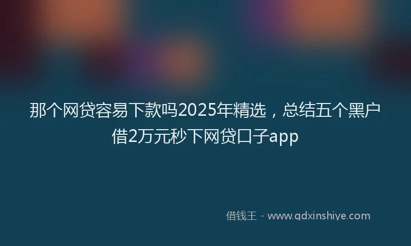 那个网贷容易下款吗2025年精选，总结五个黑户借2万元秒下网贷口子app