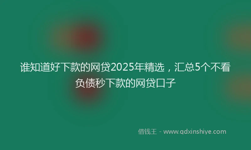 谁知道好下款的网贷2025年精选，汇总5个不看负债秒下款的网贷口子