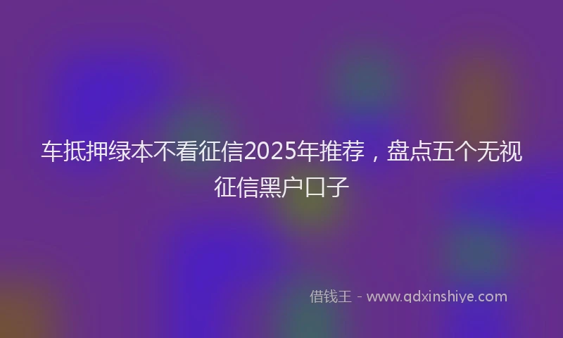 车抵押绿本不看征信2025年推荐，盘点五个无视征信黑户口子