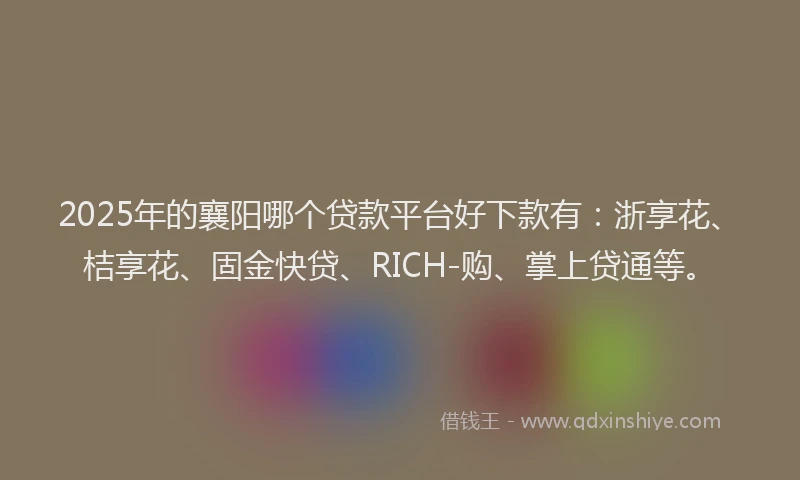 2025年的襄阳哪个贷款平台好下款有：浙享花、桔享花、固金快贷、RICH-购、掌上贷通等。