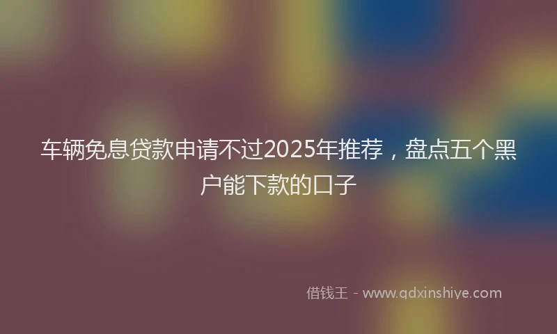车辆免息贷款申请不过2025年推荐，盘点五个黑户能下款的口子