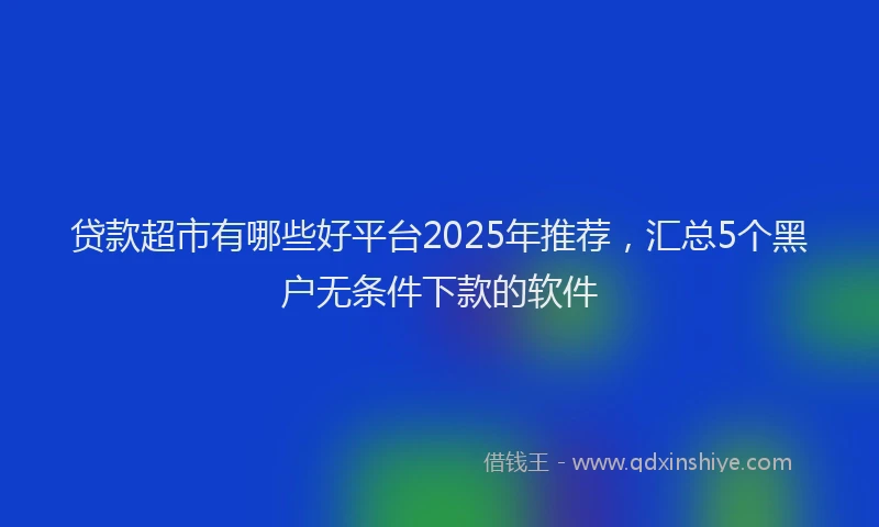贷款超市有哪些好平台2025年推荐，汇总5个黑户无条件下款的软件