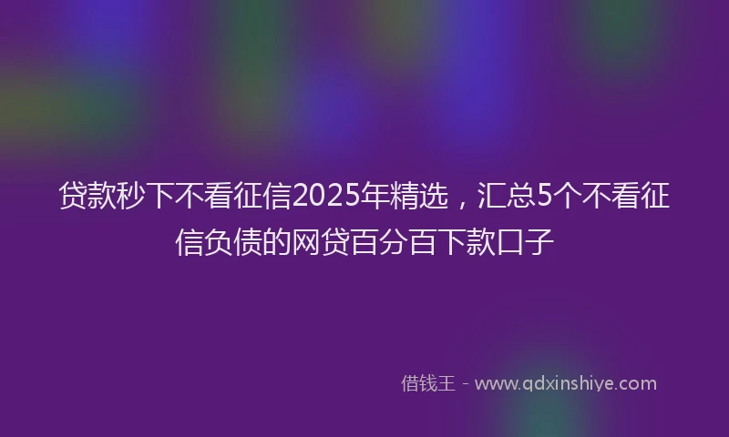 贷款秒下不看征信2025年精选，汇总5个不看征信负债的网贷百分百下款口子