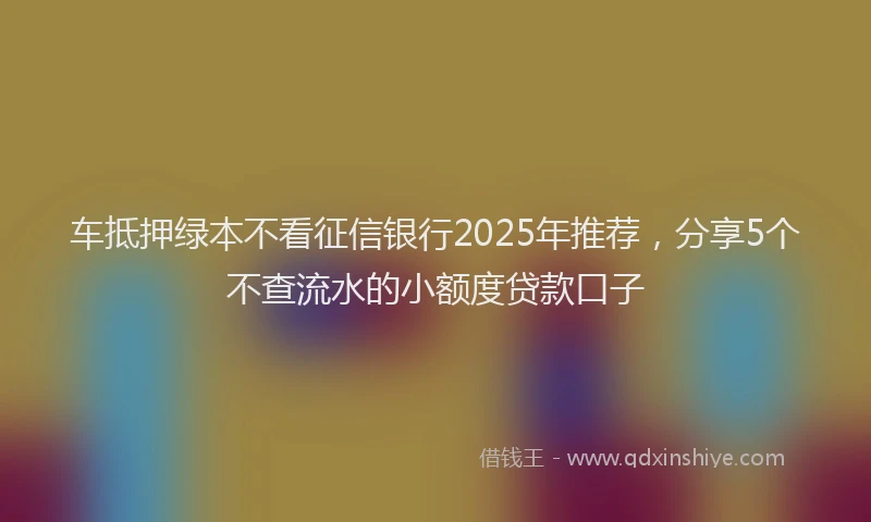 车抵押绿本不看征信银行2025年推荐，分享5个不查流水的小额度贷款口子