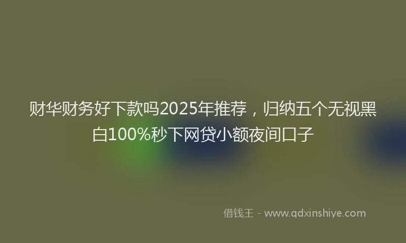 财华财务好下款吗2025年推荐，归纳五个无视黑白100%秒下网贷小额夜间口子