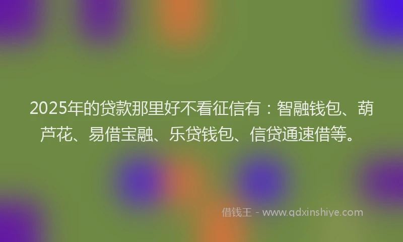 2025年的贷款那里好不看征信有：智融钱包、葫芦花、易借宝融、乐贷钱包、信贷通速借等。