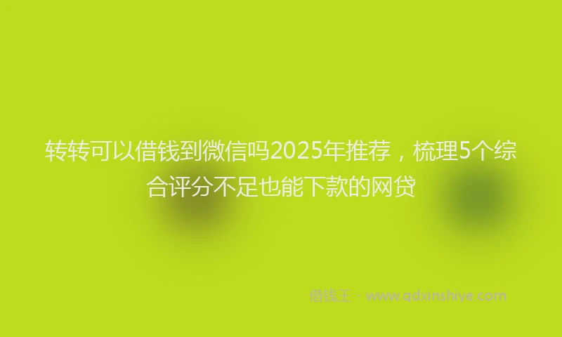 转转可以借钱到微信吗2025年推荐，梳理5个综合评分不足也能下款的网贷