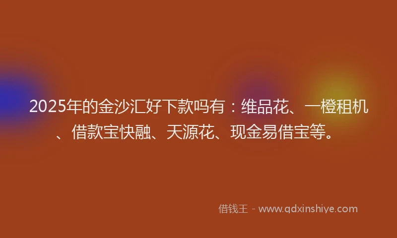 2025年的金沙汇好下款吗有：维品花、一橙租机、借款宝快融、天源花、现金易借宝等。